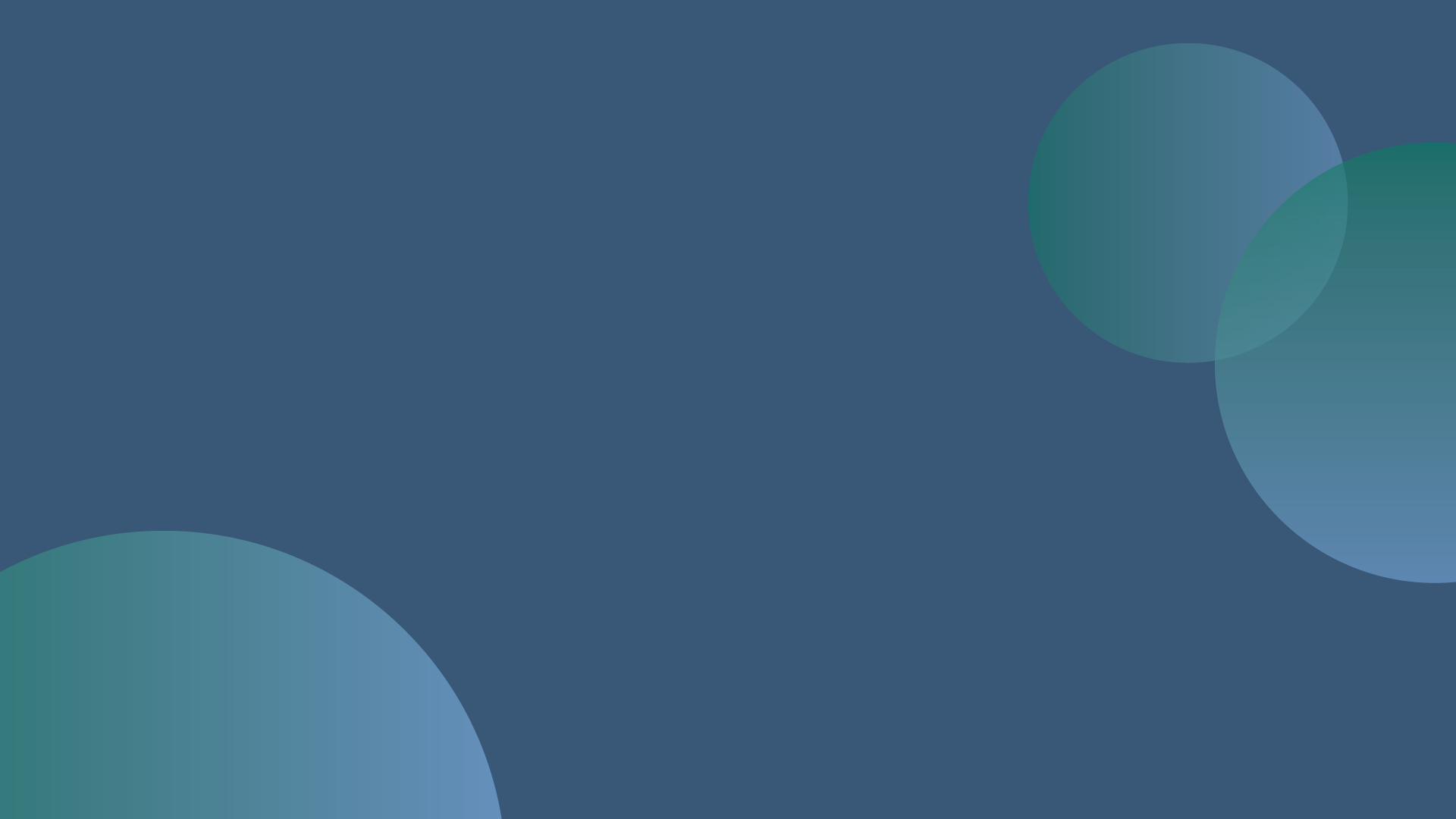 Abstract modern minimal blue background with overlapping semi-transparent circular shapes in green and blue.